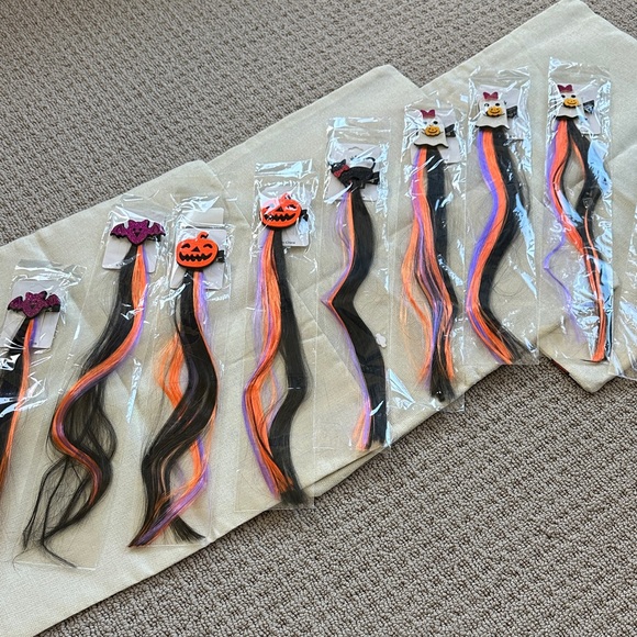 Halloween Hair Extensions clip-on - Black, Orange, Purple - Picture 1 of 6
